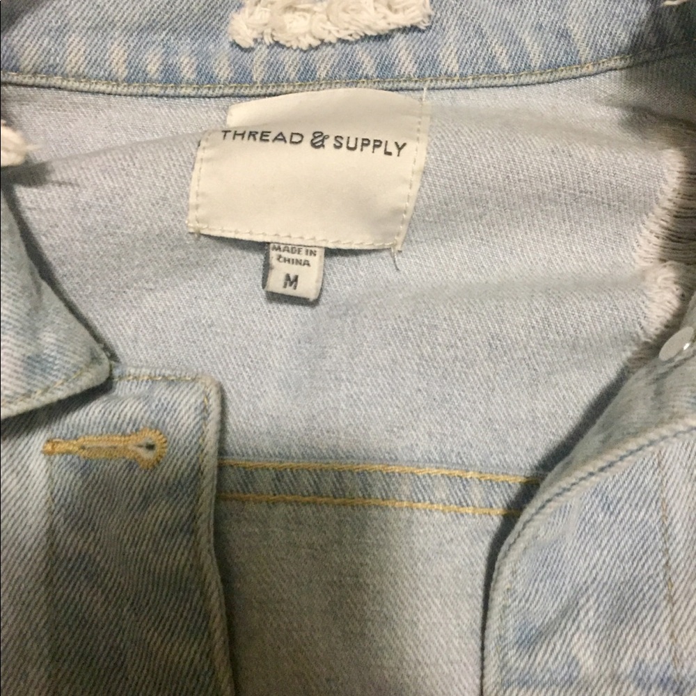 Thread & Supply Ripped with Rose Gold Denim Jacket - Picture 3 of 5